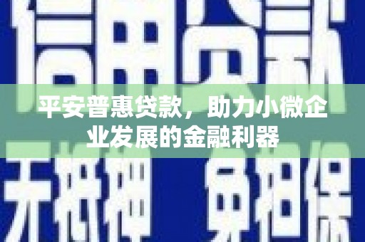 涿鹿平安普惠贷款，助力小微企业发展的金融利器