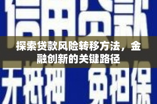崇明探索贷款风险转移方法，金融创新的关键路径
